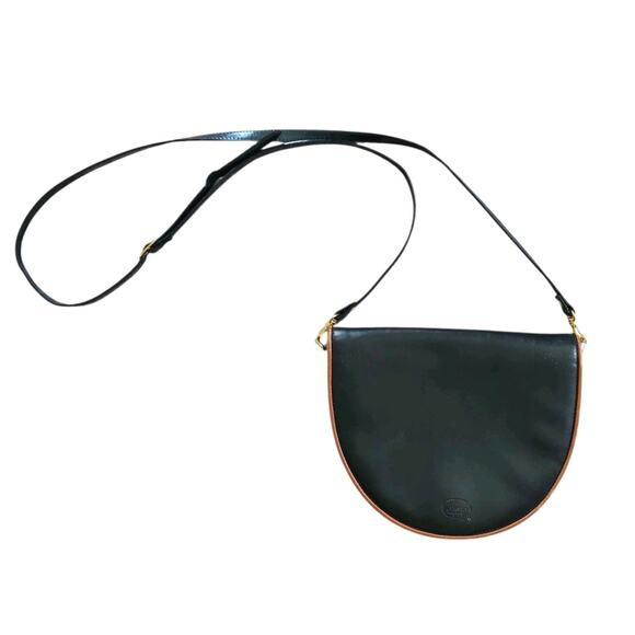 MARCUS FIRENZE Black Leather Crossbody Shoulder Bag Purse Handbag Made in Italy - Picture 1 of 11